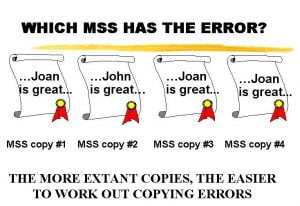 with more manuscript copies it is easier to determine the variant reading